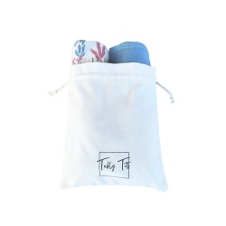 Tickly Tots Baby swaddle blanket set (blue and pink coral)